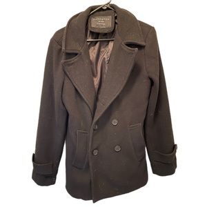 Matchstick, Boys small black wool trench coat